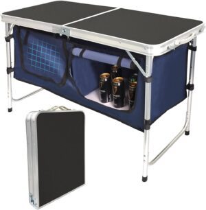 Folding Camping Table with Storage Compartment