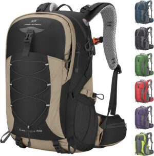 40L Waterproof Hiking Daypack with Rain Cover,