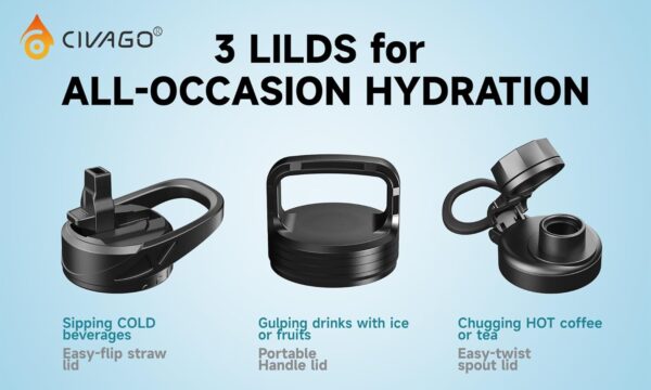 Insulated Water Bottle With Straw - Image 3