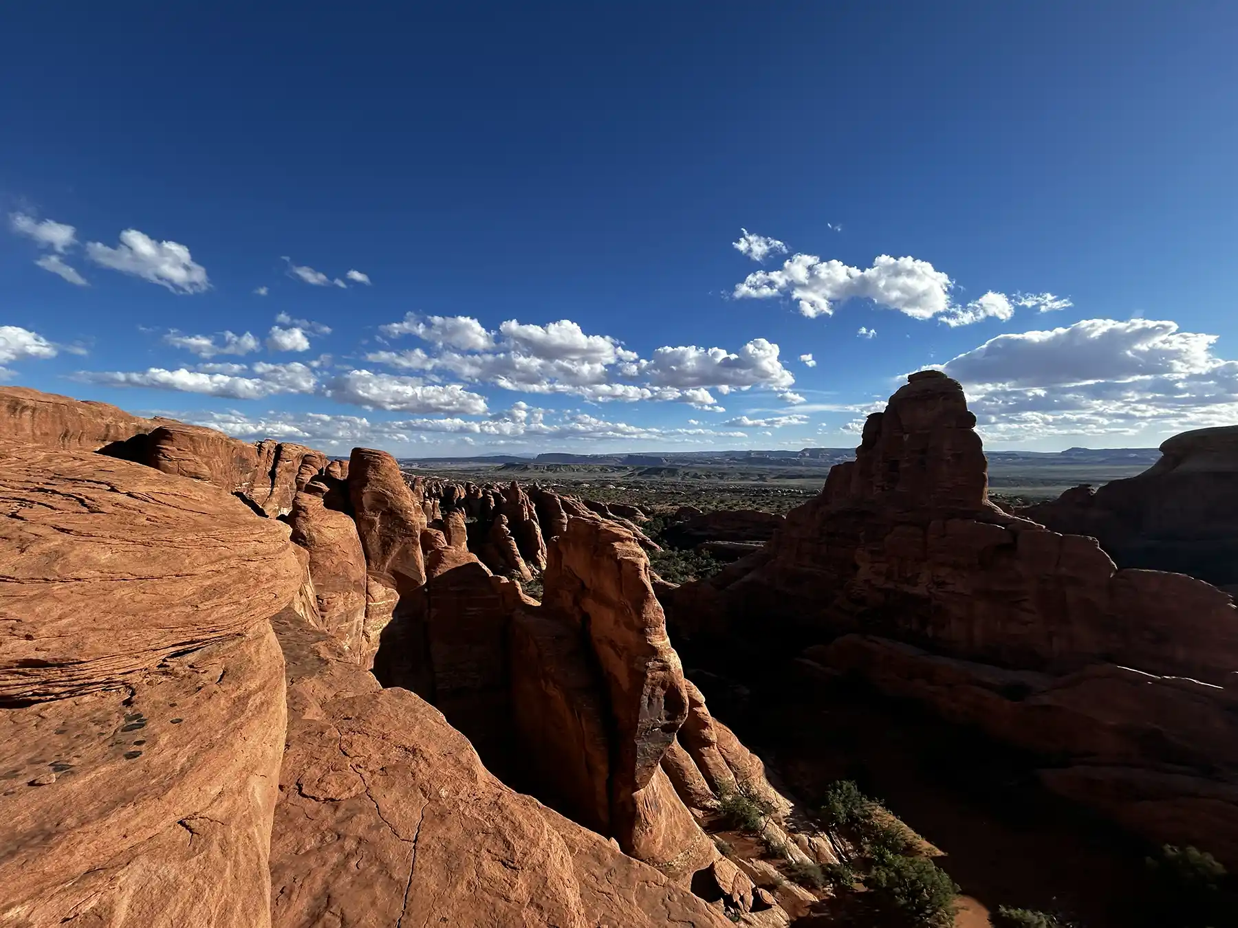 Easy hiking area near arches and sandstone fins in Arches National Park